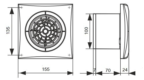 Вентилятор накладной ERA DiCiTi AURA 4C gray metal d100 с обратным клапаном