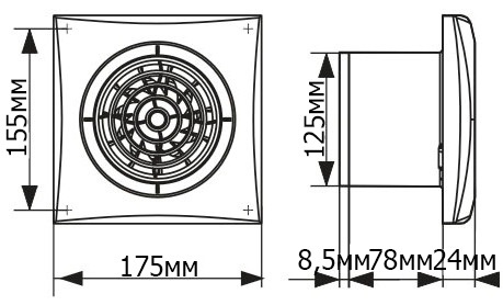 Вентилятор накладной ERA DiCiTi AURA 5C dark gray metal d125 с обратным клапаном