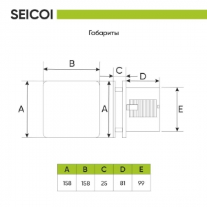 Накладной вентилятор Seicoi SKSP04-01 Steel