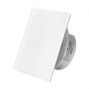 Вытяжной тонкий вентилятор SlimVent МV 100, стекло квадрат белый матовый