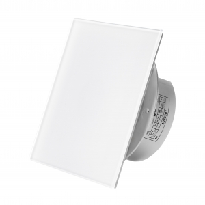 Вытяжной тонкий вентилятор SlimVent МV 100, стекло квадрат белый глянец